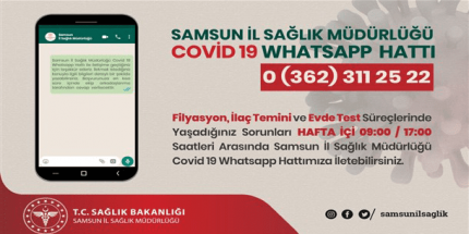 Samsun İl Sağlık Müdürlüğü COVİD 19 WHATSAPP Hizmete Girdi