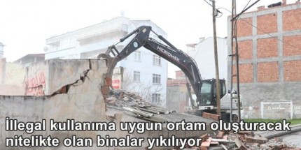 İlkadım’da Metruk Binalar Yıkılıyor
