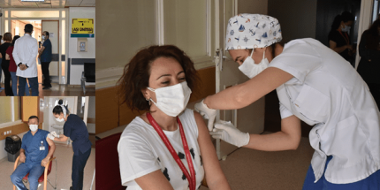 OMÜ’de Sağlık Çalışanları İkinci Doz Aşılarını Vurulmaya Başladı