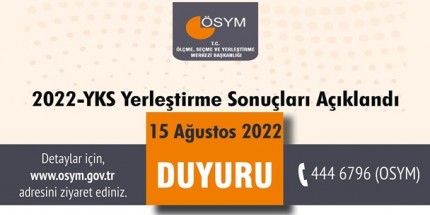 YKS 2022  Yerleştirme Sonuçları Açıklandı