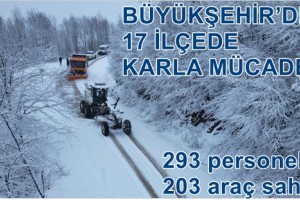 Samsun’da 17 İlçede Karla Mücadele Çalışmaları Devam Ediyor